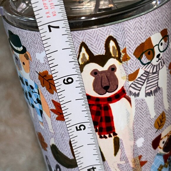 Clementine Paper Inc Dog Tweed Travel "Fall Dogs" Cup 20oz Tumbler With Lid #880 - Picture 6 of 11